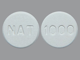 This is a Tablet Chewable imprinted with NAT on the front, 1000 on the back.