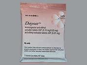 Daysee: Esto es un Tableta Empaque De Dosis 3 Meses multicolor (2) redondo imprimido con LU en la parte delantera, V21 or V22 en la parte posterior, y es fabricado por LUPIN PHARMACEU.