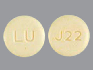 This is a Tablet imprinted with LU on the front, J22 on the back.