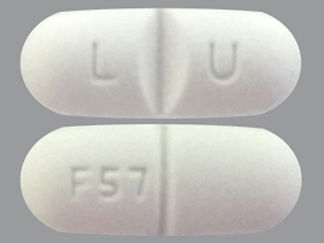 This is a Tablet imprinted with L U on the front, F57 on the back.