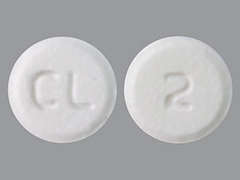 This is a white round Tablet imprinted with CL on the front, 2 on the back, and is manufactured by MACLEODS PHARMA.