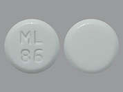 Pioglitazone Hcl: Esto es un Tableta blanco redondo imprimido con ML  86 en la parte delantera, nada en la parte posterior, y es fabricado por NORTHSTAR RX LL.