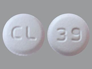 This is a Tablet imprinted with CL on the front, 39 on the back.