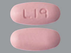 Esto es un Tableta rosado oval imprimido con L19 en la parte delantera, nada en la parte posterior, y es fabricado por MACLEODS PHARMA.