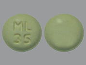 Olanzapine Odt: This is a Tablet Disintegrating imprinted with ML  35 on the front, nothing on the back.