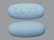 Tenofovir Disoproxil Fumarate: This is a blue oval Tablet imprinted with CL 77 on the front, nothing on the back, and is manufactured by MACLEODS PHARMA.