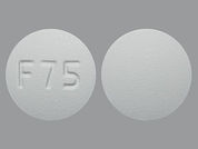 Quetiapine Fumarate: This is a Tablet imprinted with F 75 on the front, nothing on the back.