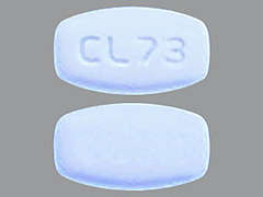 This is a blue rectangular Tablet imprinted with CL 73 on the front, nothing on the back, and is manufactured by MACLEODS PHARMA.