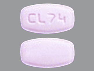 This is a Tablet imprinted with CL 74 on the front, nothing on the back.