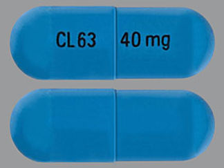 This is a Capsule imprinted with CL63 on the front, 40 mg on the back.