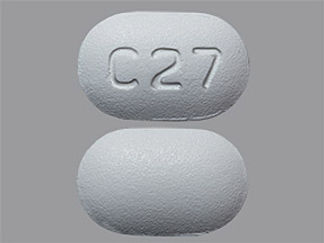 Esto es un Tableta imprimido con C27 en la parte delantera, nada en la parte posterior, y es fabricado por None.