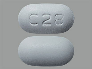 This is a Tablet imprinted with C28 on the front, nothing on the back.