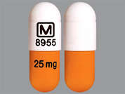 Dextroamphetamine-Amphet Er: This is a orange oblong Capsule Er 24 Hr imprinted with logo and 8955 on the front, 25 mg on the back, and is manufactured by MALLINCK-SPECGX.