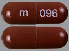 This is a brown oblong Capsule imprinted with m on the front, 096 on the back, and is manufactured by DR.REDDY'S LAB.
