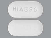 Butalbital-Acetaminophen: Esto es un Tableta blanco oblongo imprimido con MIA 856 en la parte delantera, nada en la parte posterior, y es fabricado por MAYNE PHARMA IN.