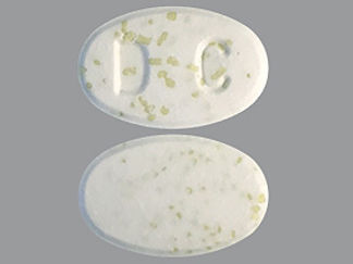 This is a Tablet Dr imprinted with D C on the front, nothing on the back.