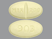 Clozapine: This is a Tablet imprinted with MYX 200 on the front, 903 on the back.