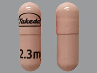 Esto es un Cápsula imprimido con Takeda en la parte delantera, 2.3 mg en la parte posterior, y es fabricado por None.