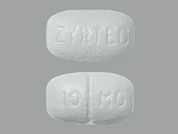 Zyrtec Otc: This is a Tablet imprinted with ZYRTEC on the front, 10 MG on the back.