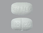 Zyrtec Otc: Esto es un Tableta imprimido con ZYRTEC en la parte delantera, 10 MG en la parte posterior, y es fabricado por None.