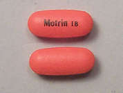 Motrin Ib: Esto es un Tableta naranja oblongo imprimido con Motrin IB en la parte delantera, nada en la parte posterior, y es fabricado por J&J CONS/KENVUE.
