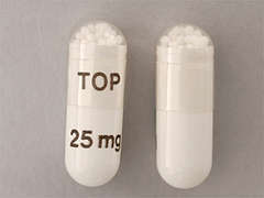 Esto es un Cápsula Para Rociar blanco oblongo imprimido con TOP en la parte delantera, 25 mg en la parte posterior, y es fabricado por JANSSEN PHARM..