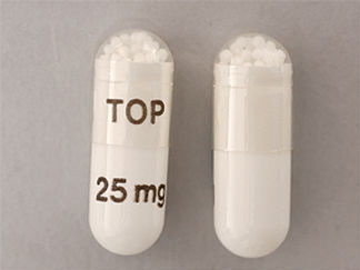 Esto es un Cápsula Para Rociar imprimido con TOP en la parte delantera, 25 mg en la parte posterior, y es fabricado por None.