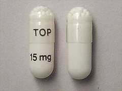 Esto es un Cápsula Para Rociar blanco oblongo imprimido con TOP en la parte delantera, 15 mg en la parte posterior, y es fabricado por JANSSEN PHARM..
