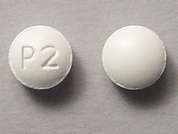 Ibuprofen: Esto es un Tableta blanco redondo imprimido con P2 en la parte delantera, nada en la parte posterior, y es fabricado por UNIFIRST FIRST.