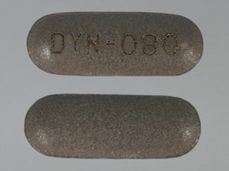 Esto es un Tableta Er 24 Hr imprimido con DYN-080 en la parte delantera, nada en la parte posterior, y es fabricado por None.