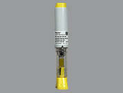 Rasuvo: This is a yellow Auto-injector imprinted with nothing on the front, nothing on the back, and is manufactured by MEDEXUS PHARMA,.