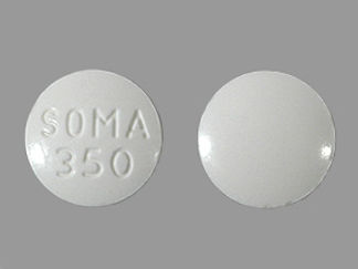 This is a Tablet imprinted with SOMA  350 on the front, nothing on the back.