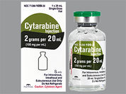 Cytarabine: Esto es un Vial imprimido con nada en la parte delantera, nada en la parte posterior, y es fabricado por None.