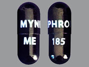 Mynephron: This is a Capsule imprinted with MYNEPHRON on the front, ME 185 on the back.