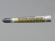 Pralidoxime Chloride: This is a Pen Injector imprinted with nothing on the front, nothing on the back.