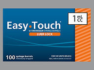 Easy Touch Luer Lock Insulin Str N/A Syringe Empty Disposable