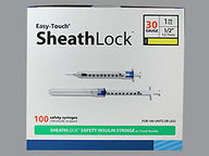 Easy Touch Sheathlock Insulin 30Gx1/2" Syringe Empty Disposable