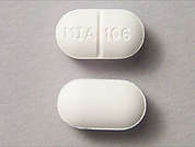 Acetaminophen W/Butalbital: Esto es un Tableta blanco oblongo imprimido con MIA 106 en la parte delantera, nada en la parte posterior, y es fabricado por QUALITEST/PAR P.