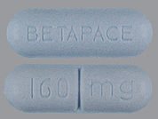 Betapace: This is a Tablet imprinted with BETAPACE on the front, 160 MG on the back.