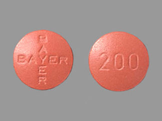 This is a Tablet imprinted with BAYER BAYER on the front, 200 on the back.