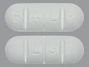 Biltricide: This is a Tablet imprinted with B AYE R on the front, L G on the back.