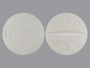 Cipro: This is a Tablet imprinted with BAYER BAYER on the front, CIP  250 on the back.