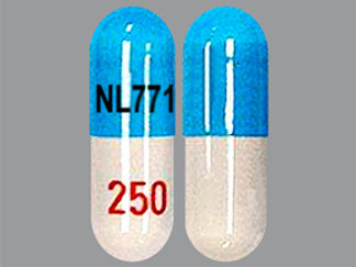 This is a Capsule imprinted with NL 771 on the front, 250 on the back.