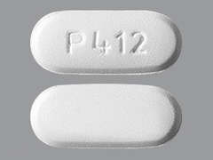 Esto es un Tableta blanco oblongo imprimido con P 412 en la parte delantera, nada en la parte posterior, y es fabricado por MAJOR PHARMACEU.