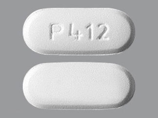 This is a Tablet imprinted with P 412 on the front, nothing on the back.