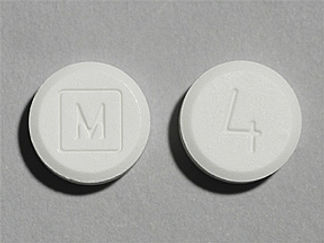 This is a Tablet imprinted with M on the front, 4 on the back.