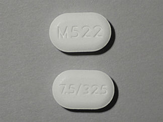 This is a Tablet imprinted with M522 on the front, 7.5/325 on the back.