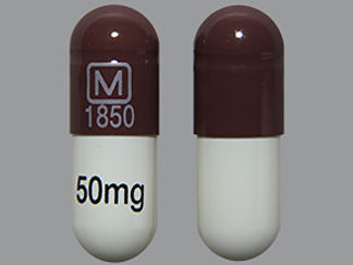 This is a Capsule Er Biphasic 30-70 imprinted with logo and 1850 on the front, 50 mg on the back.