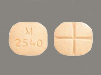 This is a Tablet Soluble imprinted with M  2540 on the front, nothing on the back.