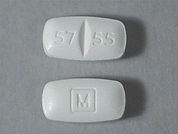 Methadone Hcl: This is a Tablet imprinted with 57 55 on the front, M on the back.